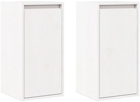 813488 vidaXL Стенни шкафове, 2 бр, бели, 30x30x60 см, бор масив