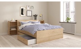 Двойно легло от дъбов декор без ламелно дъно в естествен цвят 140x200 cm Naia – Tvilum