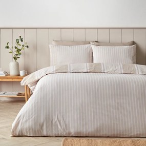 Бежово двойно 3 части спално бельо 200x200 cm Banded Stripe – Catherine Lansfield