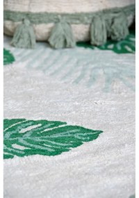 Зелен и кремав ръчно изработен памучен детски килим подходящ за пране 140x200 cm Tropical Green – Lorena Canals