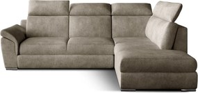 Бежов кадифен разтегателен ъглов диван с място за съхранение (десен ъгъл L форма) Loreto – ELTAP