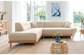 Бежов ъглов разтегателен диван ляв ъгъл, Dazzling Daisy - Miuform