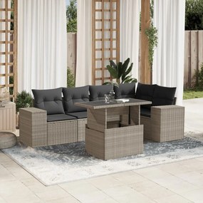 3269152 vidaXL Градински комплект с възглавници, 6 части, светлосив полиратан