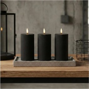 Комплект от 3 LED свещи BRILLO LED/2xAA, 15 см, черни, с дистанционно управление