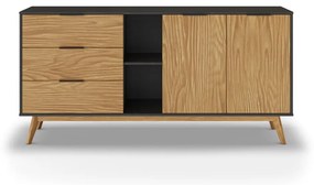 Нисък скрин от черен/естествен бор 165x80 cm Lavis - Marckeric