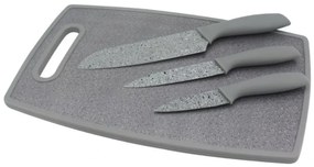 Комплект ножове 3 броя и дъска за рязане ZEPHYR ZP 1633 C3B, Сив