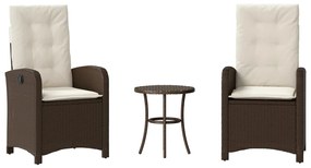 365178 vidaXL Бистро комплект с възглавници 3 части кафяв полиратан