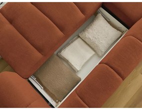 Сгъваем/с място за съхранение ъглов диван в тухлен цвят (ляв ъгъл) Fuji – Bobochic Paris