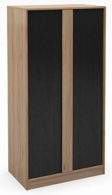 Черно-естествен гардероб от декор от дъб 90x180x53 cm Dennis – Marckeric