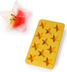 Форма за лед с капак Lekue 1010245, 23x11.8x3 см, 11 звезди, Стеарин, -40°C / +60°C, Жълт
