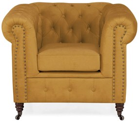 Фотьойл Chesterfield в цвят горчица, 94х86х80 см