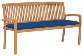 3063331 vidaXL Стифираща градинска пейка с възглавница, 159 см, тик масив