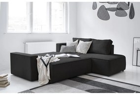 Антрацитен разтегателен ъглов диван от рипсено кадифе (десен ъгъл) Brave Dave – Miuform