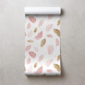 Тапет – Розово-златни нежни пера