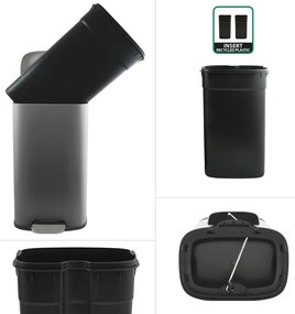 Тъмносиво стоманено кошче за боклук с педал 50 l Akira – Spirella