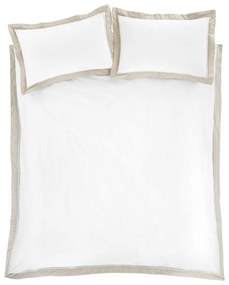 Бяло-бежово двойно удължено памучно спално бельо 230x220 cm Oxford Lace – Bianca