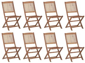 3075115 vidaXL Сгъваеми градински столове с възглавници 8 бр акация масив