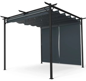 Blumfeldt Pantheon Robust Pergola, 3x3 м стомана с прахово покритие, устойчива на атмосферни влияния със странични ролети