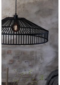 Черно висящо осветително тяло с бамбуков абажур ø 70 cm Tapa – Markslöjd