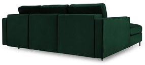 Зелен кадифен ъглов разтегателен диван , ляв ъгъл Santo - Milo Casa