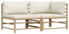 313143 vidaXL Градински лаундж комплект кремави възглавници 2 части бамбук