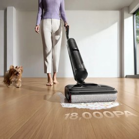 Вертикална прахосмукачка DREAME H12 Pro HHR25A, 300W, 0.7/0.9 л, 3 режима, 35 мин, Мокро/сухо, Гласови известия, LED, Автоматично сушене на мопа, Черен/сив