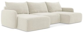 Кремав разтегателен ъглов диван с място за съхранение Kalena – Makamii