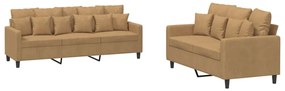 3201727 vidaXL Комплект дивани от 2 части с възглавници, кафяв, кадифе