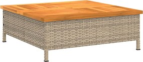 3281631 vidaXL Градинска маса, бежова, 70x70x25 см, ратан и акациево дърво