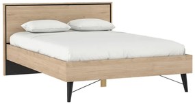 Двойно легло от дъбов декор с включена подматрачна рамка в естествен цвят 140x200 cm Ry – Tvilum