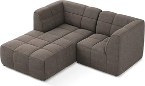 Кафяв ъглов диван от прежда с примки от букле (ляв ъгъл) Aloha – Makamii