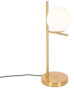Арт деко настолна лампа злато и опалово стъкло - Flore