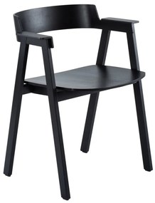 Черен трапезен стол с подлакътници от масивен дъб Flip – Gazzda