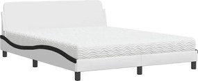 3208443 vidaXL Легло с матрак Dover, бяло и черно, 160x200 см, изкуствена кожа