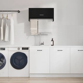 808243 vidaXL Гардероб, черен, 70x32,5x35 см, инженерно дърво