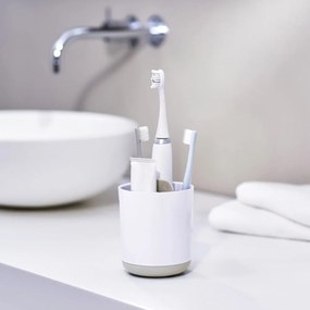 Бяла пластмасова чаша за четки за зъби Duo – Joseph Joseph