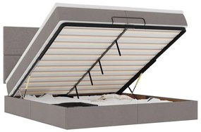 3313952 vidaXL Османска легло с матрак и LED, таупе, 200x200 см, плат