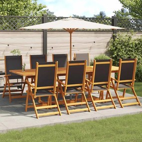 3120456 vidaXL Сгъваеми градински столове, 8 бр, акация масив и textilene