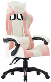 287984 vidaXL Геймърски стол, розов, изкуствена кожа