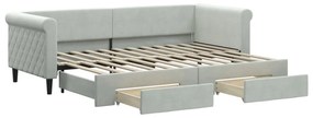 3197812 vidaXL Канапе с изтеглящо легло и чекмеджета светлосив 80x200см кадифе