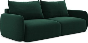 Тъмнозелен кадифен сгъваем/с място за съхранение диван 238 cm Kalena – Makamii