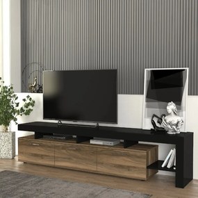 Acnes melamine tv stand in black - walnut color 220x40x52см.