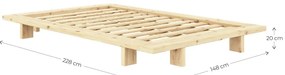 Единично легло от масивен бор с включена подматрачна рамка в естествен цвят 120x200 cm Japan – Karup Design