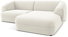 Бял кадифен ъглов диван (десен ъгъл) Moana – Makamii