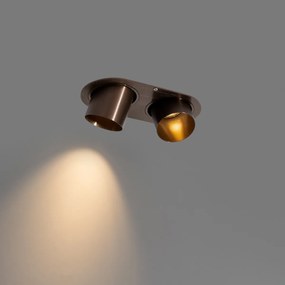 Вграден LED прожектор с кръгла форма тъмно бронзов GU10 50mm 2-светлинен - Installa