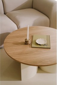 Кремава/в естествен цвят кръгла масичка за кафе с ясенов плот ø 95 cm Gavo – noo.ma