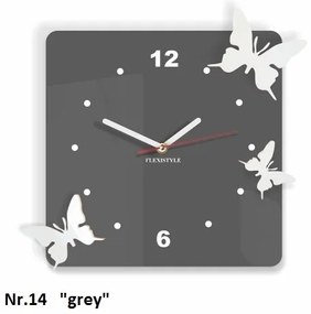 Стенен часовник с пеперуди Сив