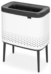 Кош за пране Brabantia Bo 1004174, 60 л, Пълнене без отваряне, Вентилационни отвори, Регулируеми крачета, Бял