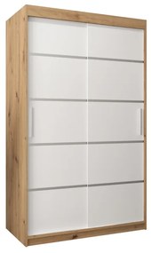 Гардероб с плъзгащи врати VETORA 1 120, 120x200x62, дъб artisan/Бял