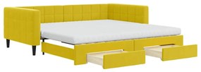 3196775 vidaXL Канапе с изтеглящо легло и чекмеджета жълто 100x200 см кадифе
